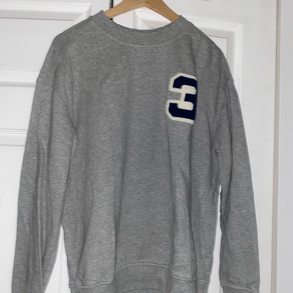 Goodfellow & Co Gray Crewneck Sweater with Number Patch